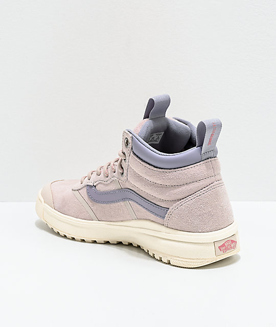 vans ultrarange hi mte moonbeam grey & lavender shoes
