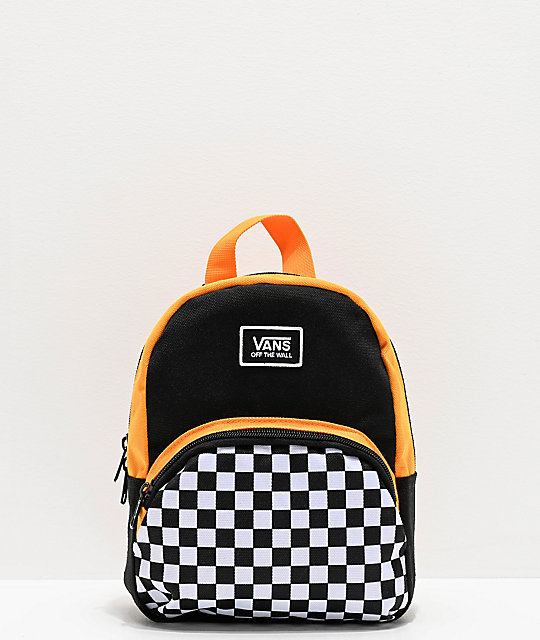 Vans Webbed Mini Checkerboard Black Yellow Backpack Zumiez
