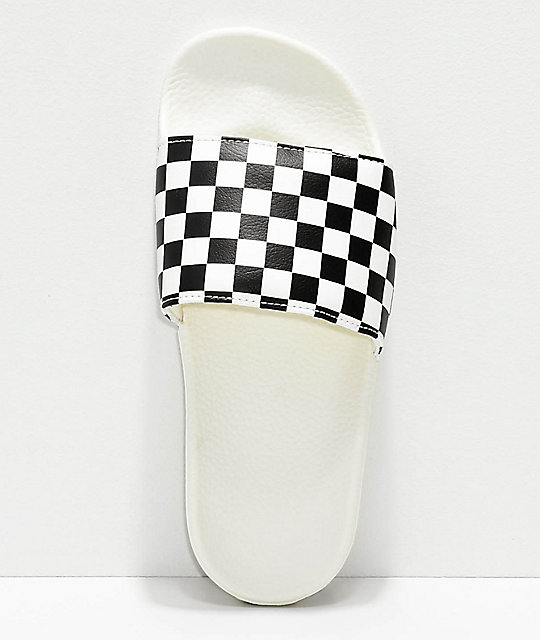 black and white checkered slides