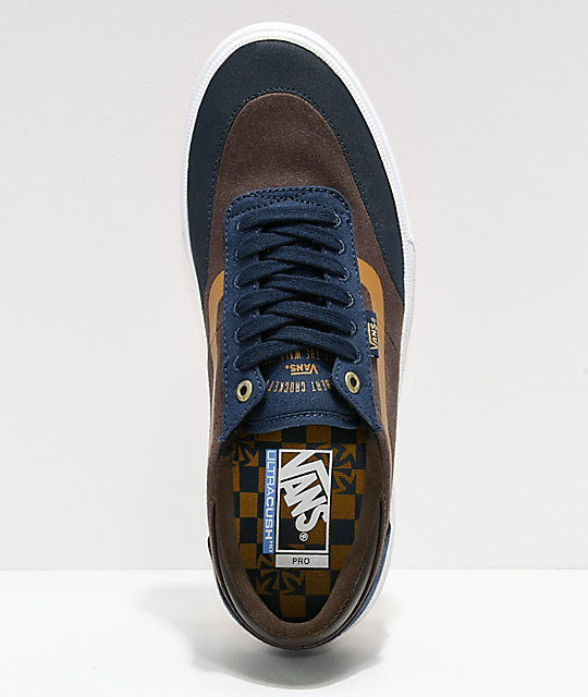 vans blue and brown leather