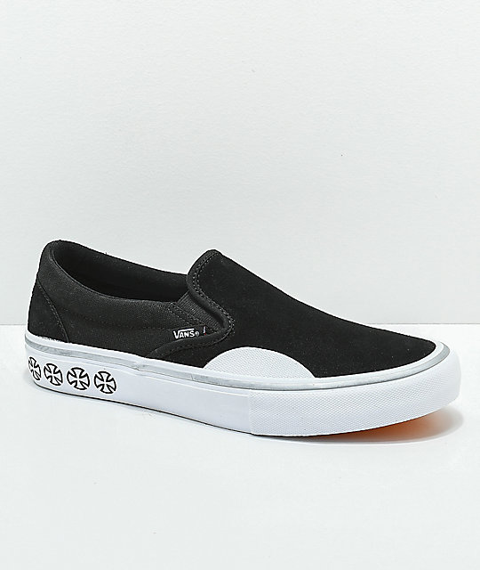 Vans x Independent Slip-On Pro Black \u0026 White Skate Shoes | Zumiez