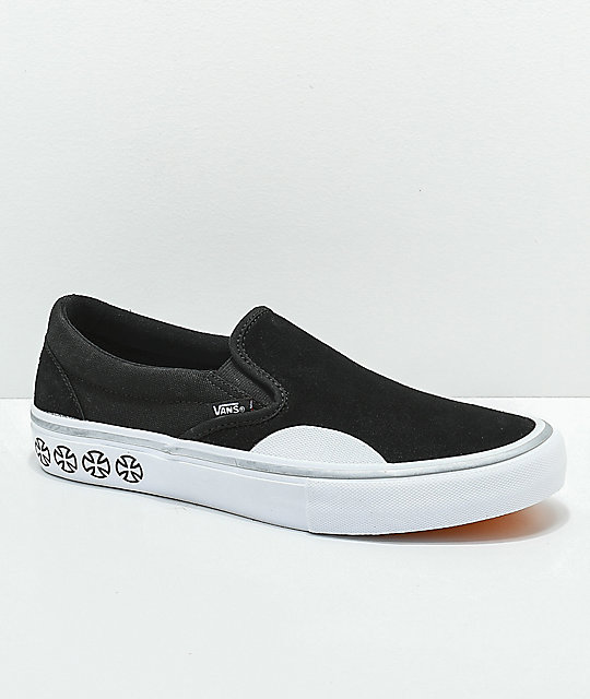 Vans x Independent Slip-On Pro Black & White Skate Shoes Vans x Independent Slip-On Pro Black & White Skate Shoes