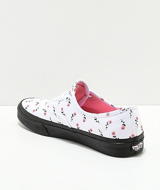 white vans with pink flowers