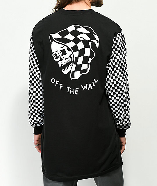 Vans X Sketchy Tank Checkered Black White Long Sleeve T Shirt