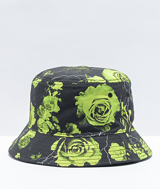 black and green bucket hat