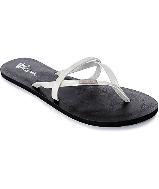 silver flip flops