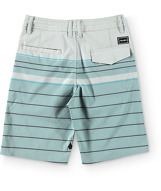 Volcom Boys Surf N' Turf Stripe Hybrid Storm Blue Board Shorts | Zumiez