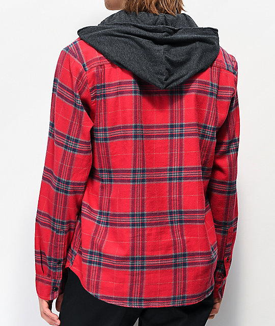 volcom hooded flannel