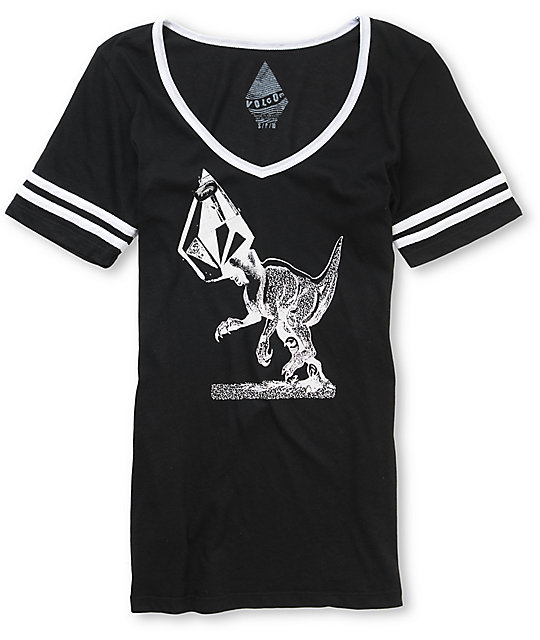 Volcom Dynomite Black V Neck Football T Shirt Zumiez