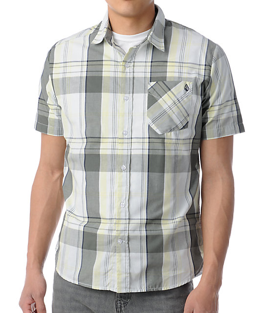 Volcom Ex Factor Dust Yellow Plaid Short Sleeve Button Up Shirt | Zumiez