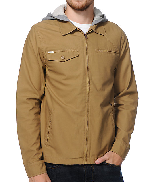 hooded khaki jacket