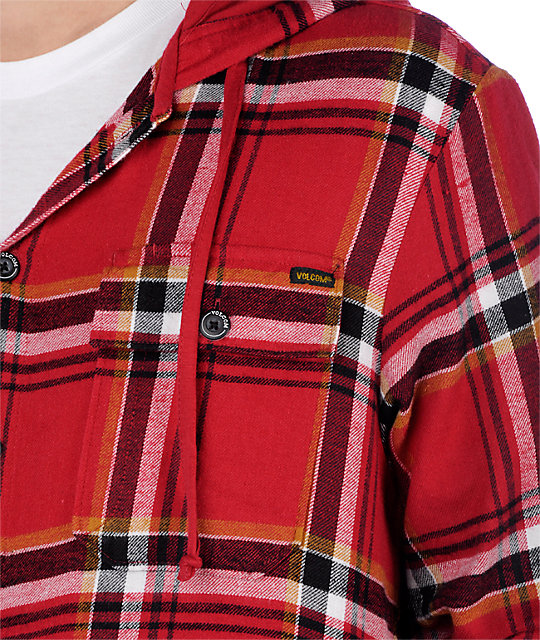 volcom hooded flannel