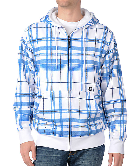 plaid zip up hoodie