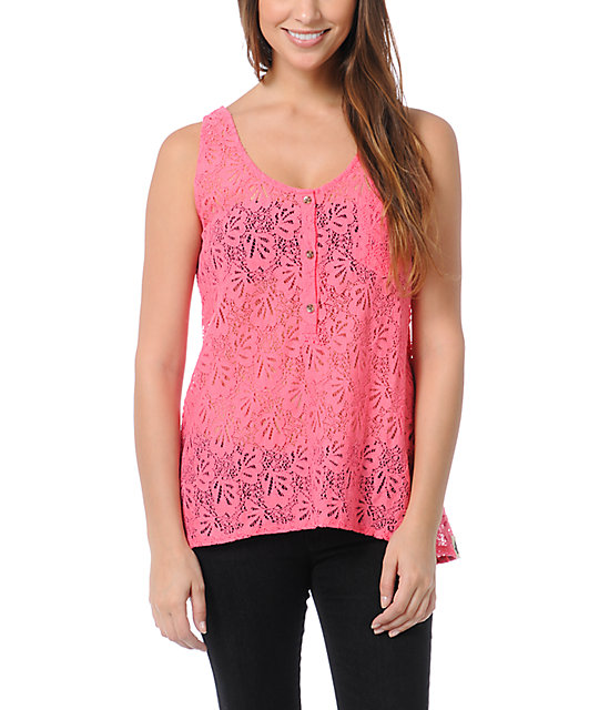 Volcom Not So Classic Pink Lace Tank Top | Zumiez