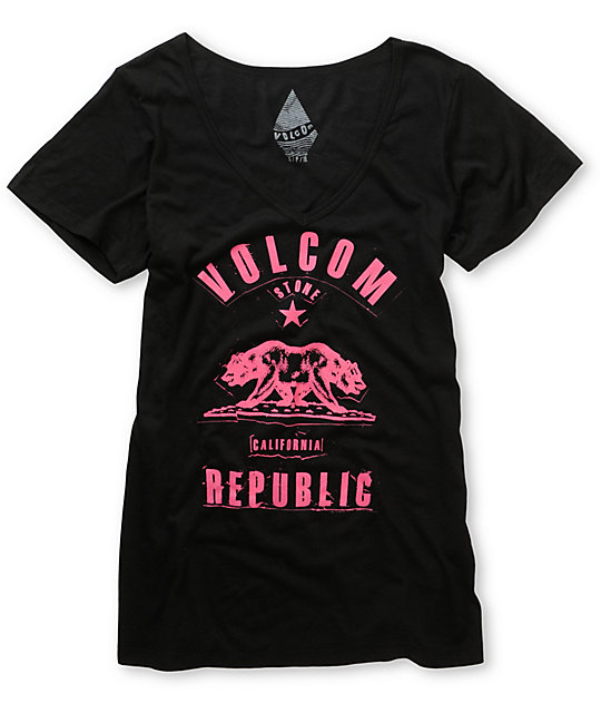 Volcom Republic Black V-Neck T-Shirt | Zumiez
