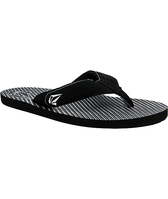 Volcom Vocation Black Stripe Filp Flops Sandals | Zumiez