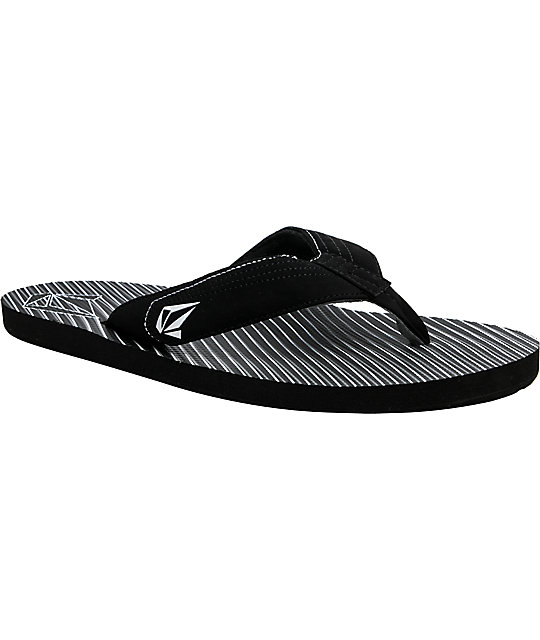 Volcom Vocation Black Stripe Filp Flops Sandals | Zumiez