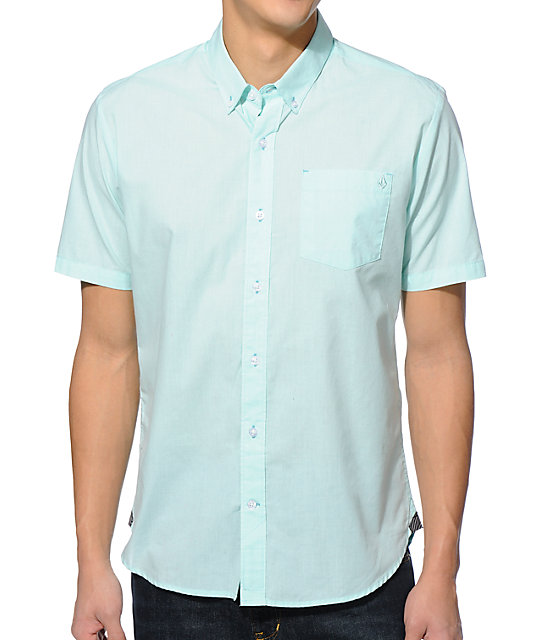 Volcom Weirdoh Aqua Short Sleeve Button Up Shirt | Zumiez
