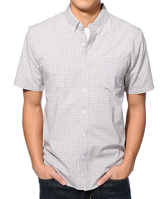 Volcom Weirdoh Mini Check White Short Sleeve Button Up Shirt | Zumiez