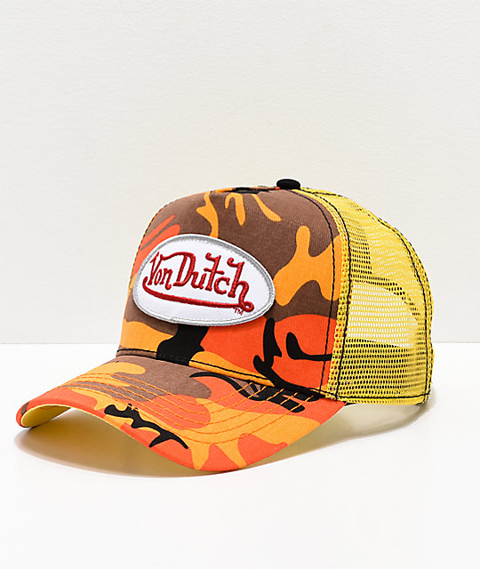 von dutch orange trucker hat