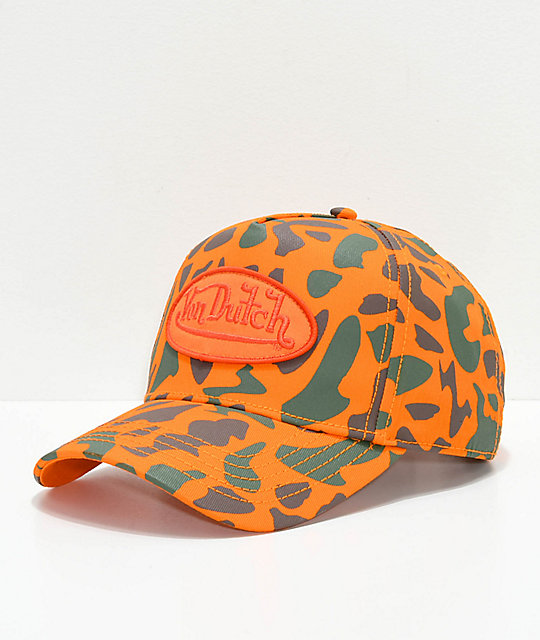 camo and orange hat