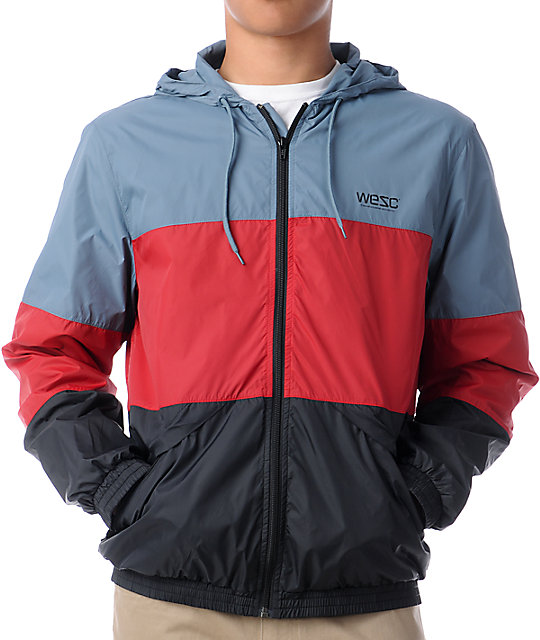 WeSC Magnus Grey, Red, & Black Windbreaker | Zumiez