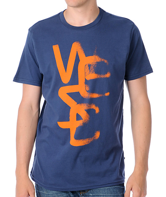 WeSC Overlay Light Orange & Dark Blue T-Shirt | Zumiez