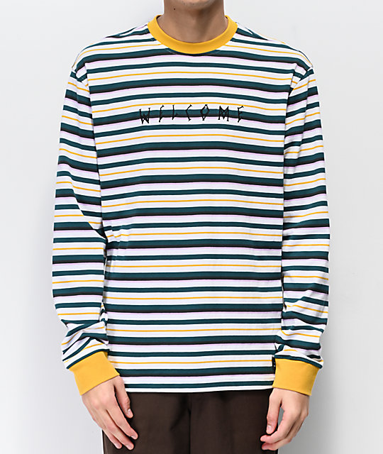 Surf Stripe Gold & Teal Long Sleeve TShirt Zumiez