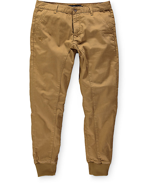 no boundaries men's woven seamed twill jogger pants