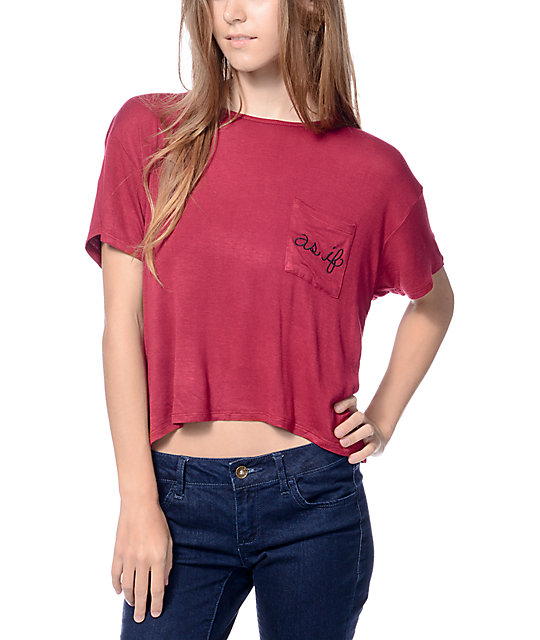 Workshop As If Embroidered Burgundy Pocket T-Shirt | Zumiez