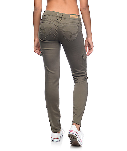 YMI WannaBettaButt Olive Cargo Skinny Jeans | Zumiez