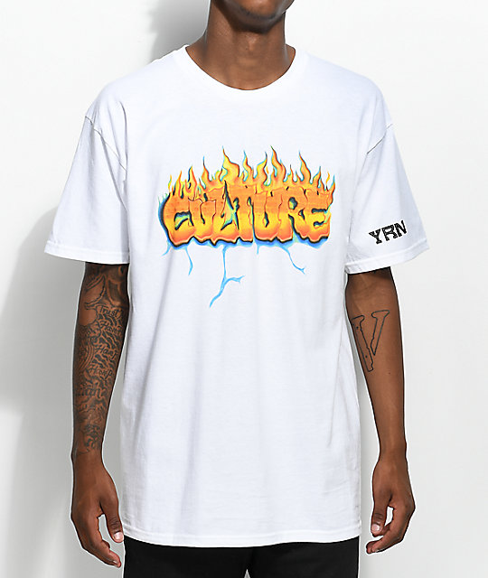YRN Culture On Fire White T-Shirt | Zumiez