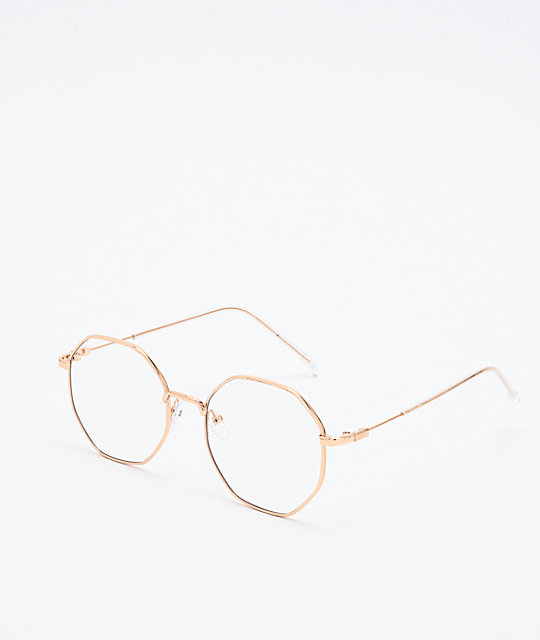 Zeb Gold & Clear Hexagon Sunglasses | Zumiez