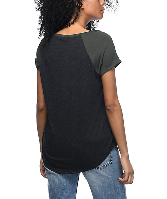 Zine Bartlett Charcoal & Olive Raglan T-Shirt | Zumiez
