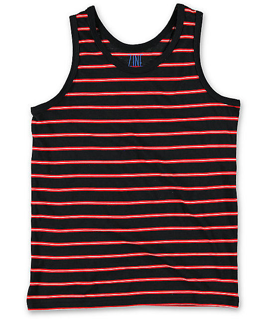 Zine Boys Dantes Black & Red Stripe Tank Top