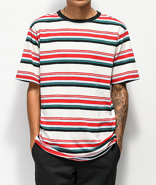 Zine Breaker Red Blue White Striped T Shirt Zumiez