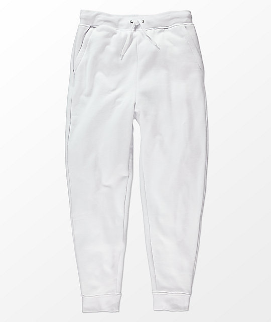 white fleece sweatpants