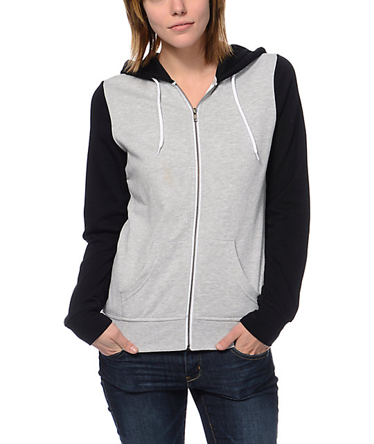 black and grey zip up hoodie