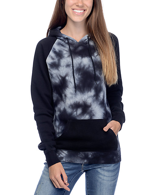 Zine Contrast Black & Grey Tie Dye Hoodie | Zumiez