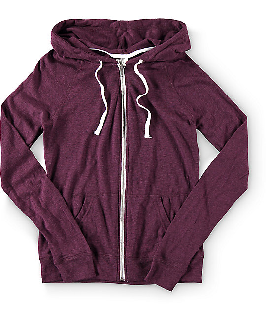 purple zip up hoodie