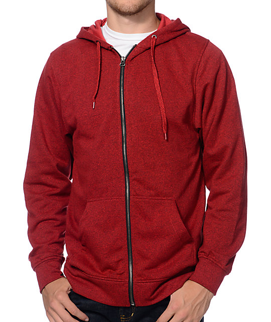 red zip hoodie