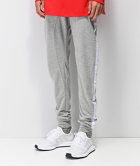 grey white joggers