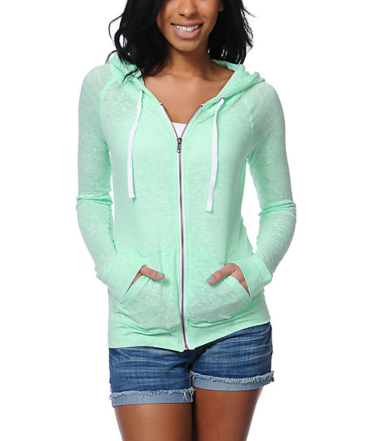 mint zip up hoodie