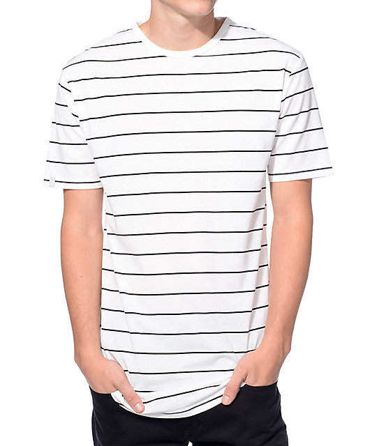 white t shirt with black stripes