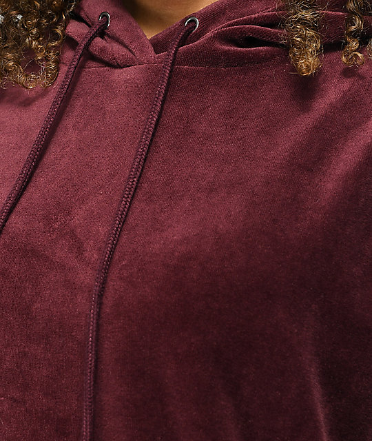 burgundy velvet hoodie