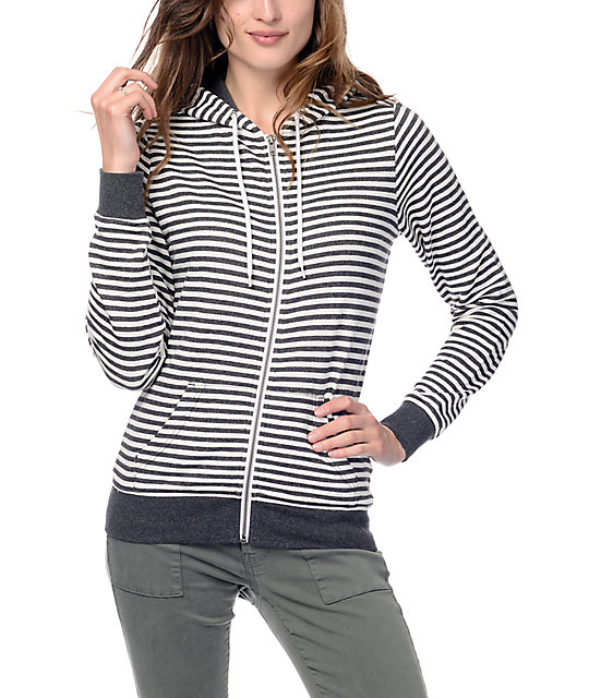 grey and white striped hoodie