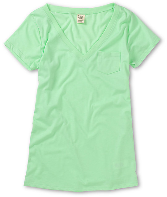 Zine Mint Green V-Neck T-Shirt | Zumiez