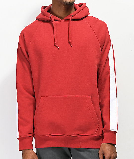 red and white hoodie