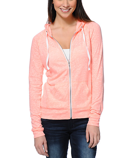 coral zip up hoodie