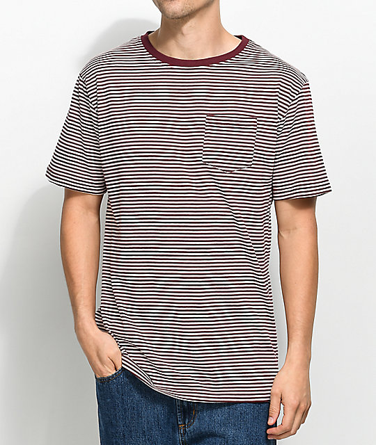 Zine Quarter Striped Burgundy T-Shirt | Zumiez